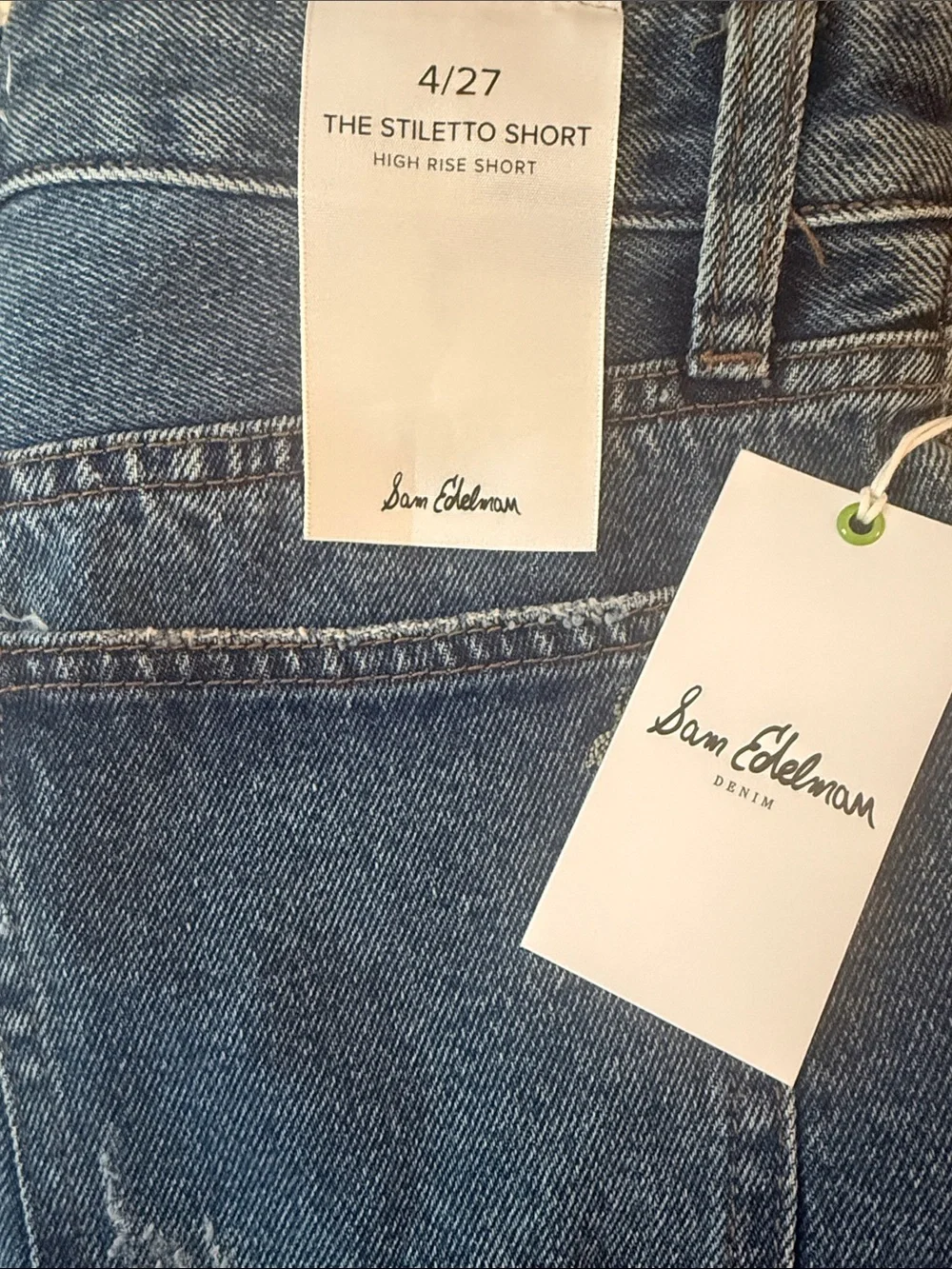 NWT Sam Edelman The Stiletto Jean Denim Shorts High Rise Short Size 4/27 - Picture 4 of 4